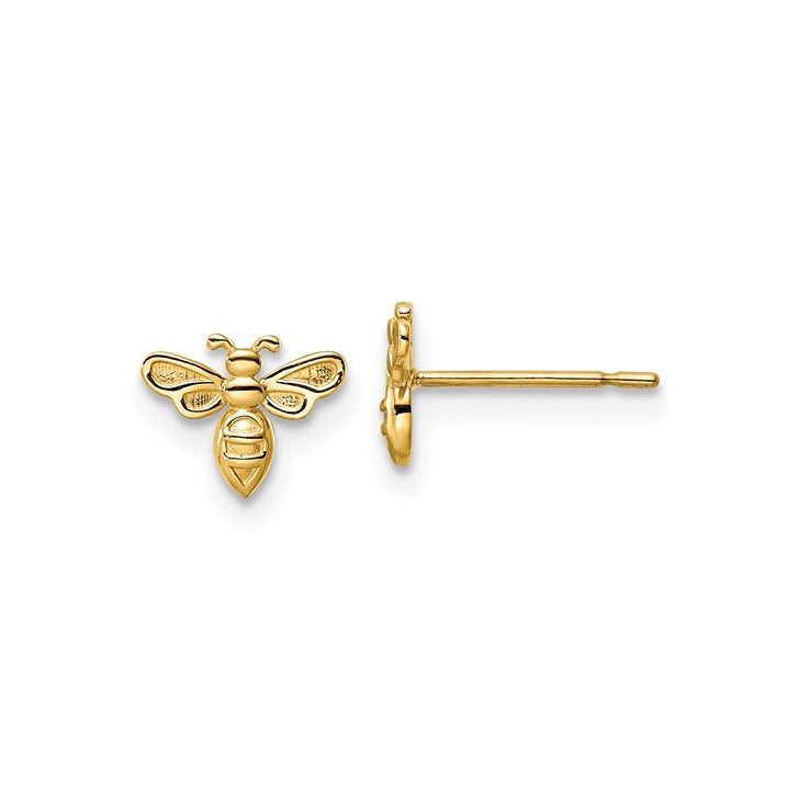 14K Yellow Gold Bumble Bee Post Earrings