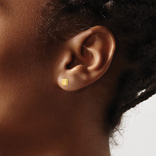 14K Yellow Gold Polished Square Post Earrings