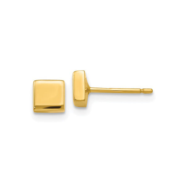 14K Yellow Gold Polished Square Post Earrings