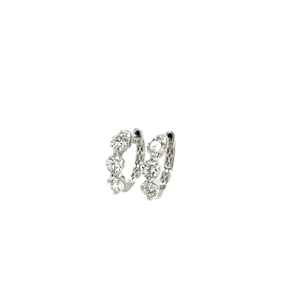 14K White Gold 1.84ctw Diamond Huggie-Style Hoop Earrings
