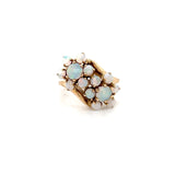 Estate 14K Yellow Gold Bypass Opal Flower Ring