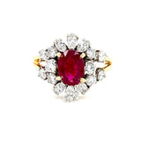 ESTATE 18K Two-tone Gold Ruby & Diamond Ring