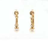 ESTATE 14KY Gold Convertible Hoop Earrings with White & Black Pearl Dangles