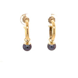ESTATE 14KY Gold Convertible Hoop Earrings with White & Black Pearl Dangles