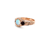 Estate 10K Rose Gold Victorian Opal & Garnet Ring – Size 10.5
