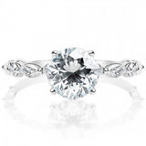 MTO - 14K White Gold .62ctw Round and Marquise Band Engagement Ring