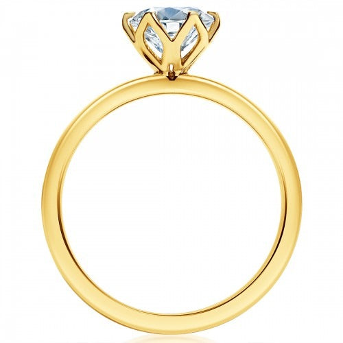 MTO - 14K Yellow Gold Round Solitaire Tulip Head Engagement Ring