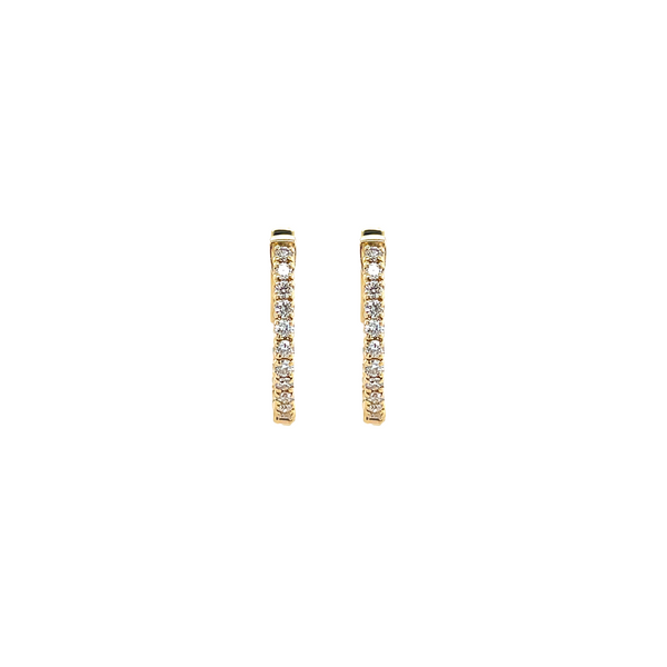 14K Yellow Gold .50ctw Diamond Round Inside-Out Hoop Earrings