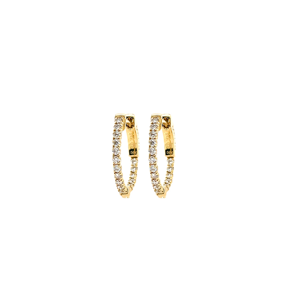 14K Yellow Gold .50ctw Diamond Round Inside-Out Hoop Earrings