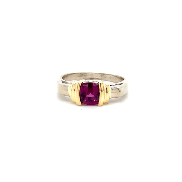 Estate 14K Two-Tone Rhodolite Garnet Ring