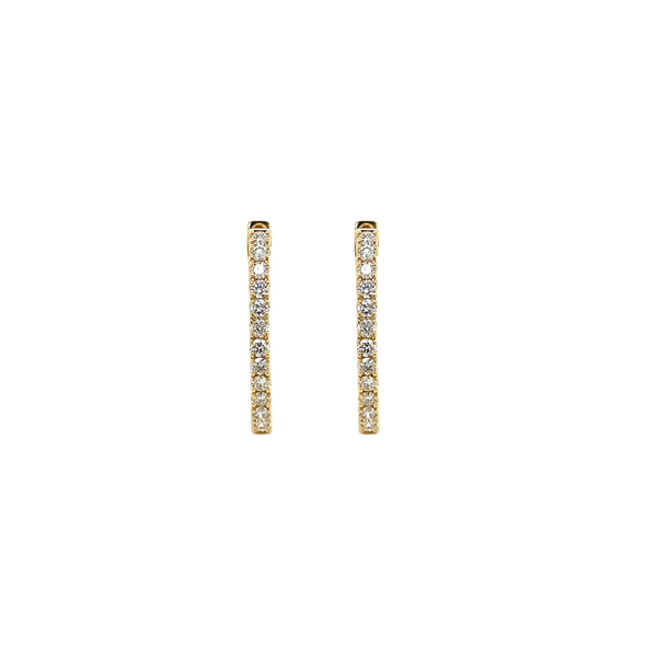 14K Yellow Gold .71ctw Diamond Oval Hinged Hoop Earrings