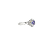 14k White Gold Round Tanzanite Halo Ring