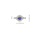 14k White Gold Round Tanzanite Halo Ring