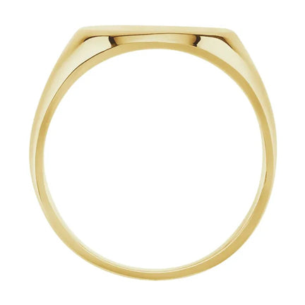 Bold 10K Yellow Gold Horizontal Oval Signet Ring – Brushed Finish & Engravable