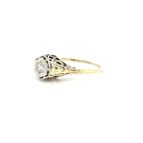 ESTATE 14K YELLOW GOLD FILIGREE RING WITH FLUSH SET .10TCW ROUND BRILLIANT DIAMOND