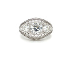 Estate Platinum Diamond Filigree Ring