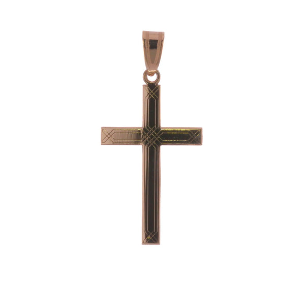 14KY Gold Laser Engraved Cross Pendant