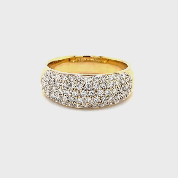 ESTATE 18K YELLOW GOLD RING WITH 1CTW PAVE SET DIAMONDS