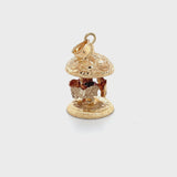 Estate 14K Tri-Color Gold Mechanical Carousel Charm/Pendant