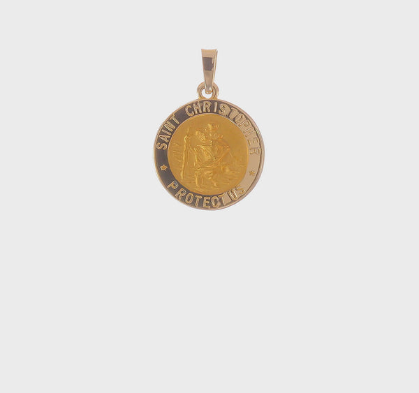 14k Yellow Gold Round Saint Christopher Medal Pendant