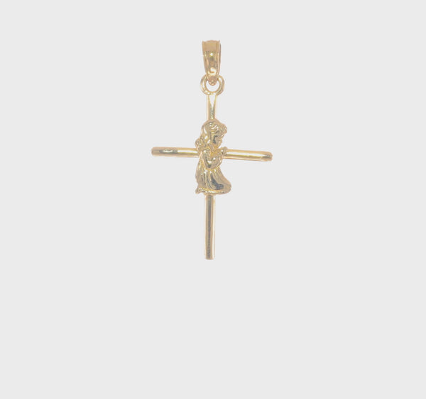 14ky Gold Praying Girl Cross Pendant