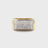 Estate 14K Yellow Gold Diamond Pave Ring with Scroll Detail