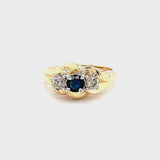 Estate 14K Blue Sapphire & Diamond Ring