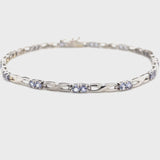 Estate 14K White Gold 7.75" Tanzanite Bracelet – 1.5ctw with X-Link Design