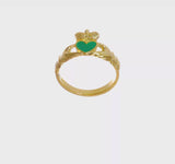 14ky Gold Green Enamel Claddagh Ring