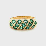 ESTATE 14KY Gold 3-Row Emerald Ring