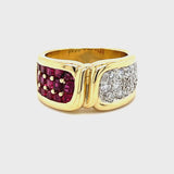 ESTATE 18K YELLOW GOLD RUBY & DIAMOND FASHION RING