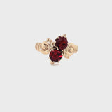 Estate Victorian-Inspired 10K Yellow Gold Garnet Scroll Ring