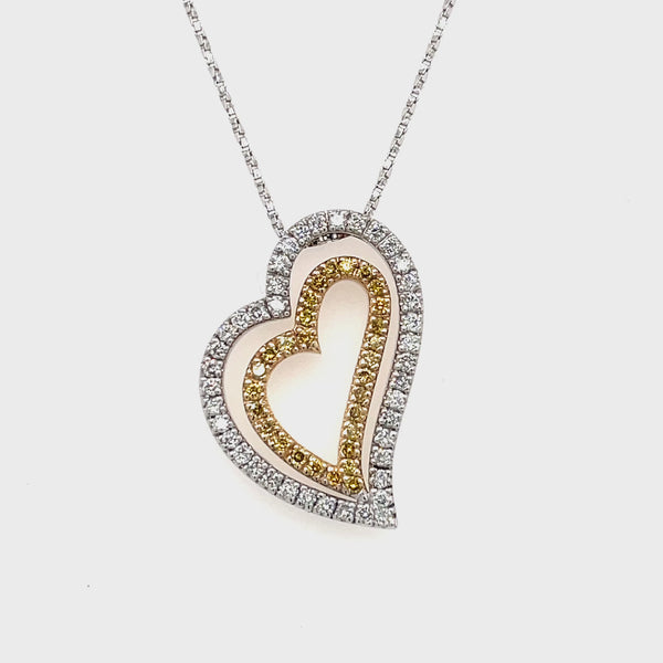 ESTATE 14k TWO-TONE DIAMOND HEART NECKLACE