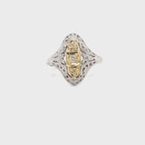 ESTATE 14k TWO-TONE FILIGREE STYLE RING WITH .10TCW DIAMONDS