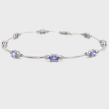 Estate 14K White Gold Link Bracelet with 2.00ctw Oval Tanzanite & Diamond Accents – 7 1/4