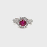 Estate 14K Ruby & Diamond Halo Style Ring