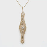 Estate 14K Yellow Gold Filigree Diamond Necklace