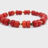 Estate Carved Red Coral Bead Bracelet with Tassel – 7”