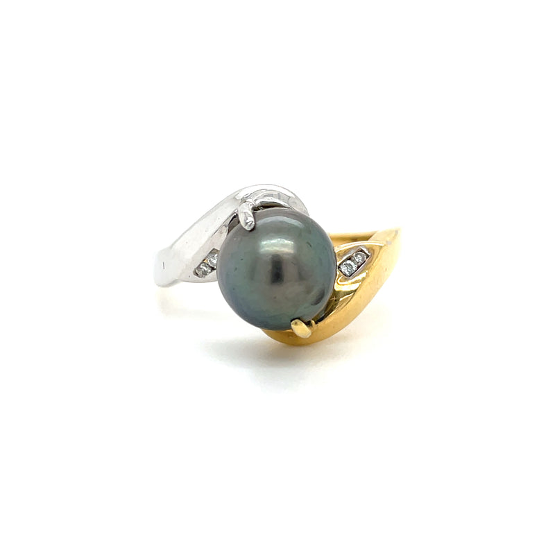 Estate 18K Tahitian Pearl Bypass Ring