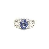 ESTATE 14KW Gold Oval Iolite Ring With Diamond Accents