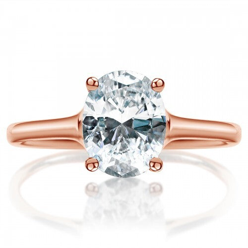 MTO - 14K Yellow Gold Oval Solitaire Graduated Band Engagement Ring