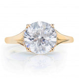 MTO - 14K Yellow Gold .14ctw Diamond Concave Shank Hidden Halo Engagement Ring