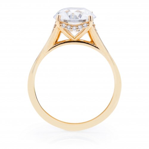 MTO - 14K Yellow Gold .14ctw Diamond Concave Shank Hidden Halo Engagement Ring