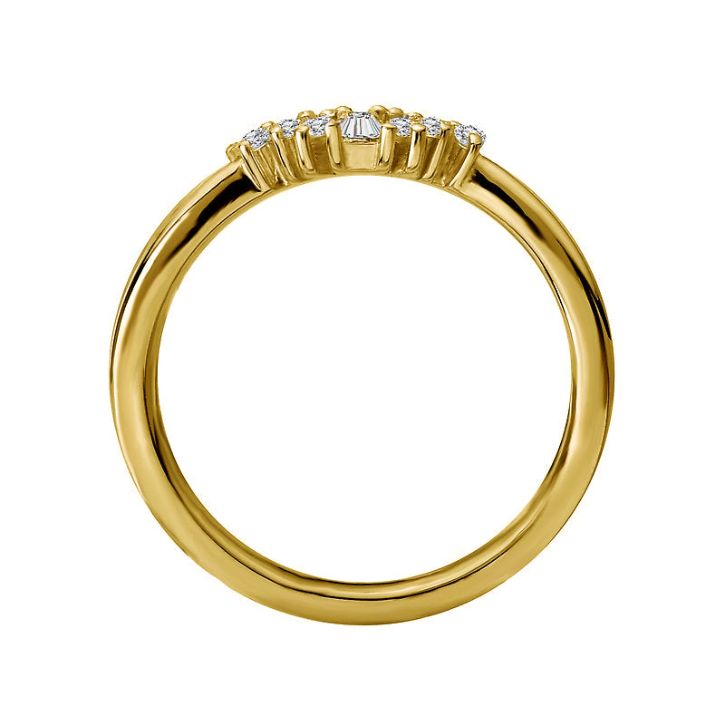 14ky Gold Marquise, Baguette, & Round Diamond Contour Band