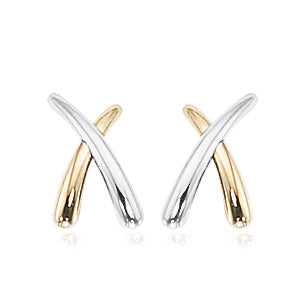 14k Two-tone Gold Small ''X'' Stud Earrings