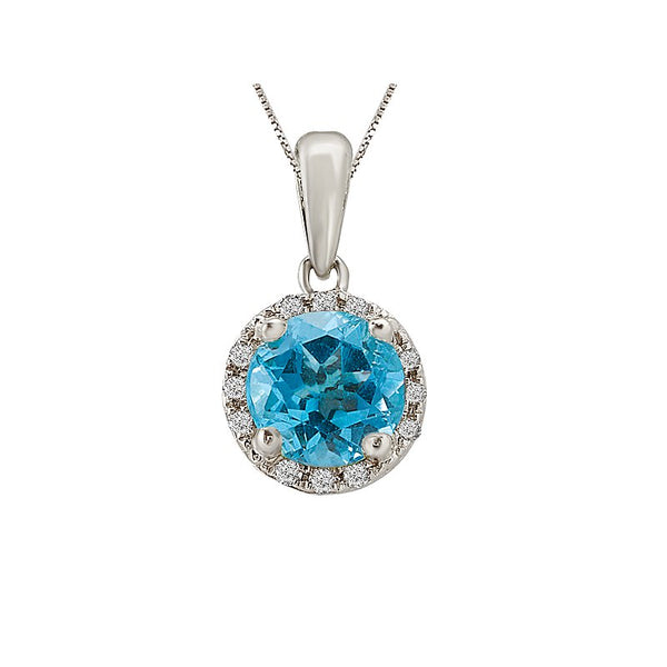 14kw Gold Blue Topaz Diamond Necklace