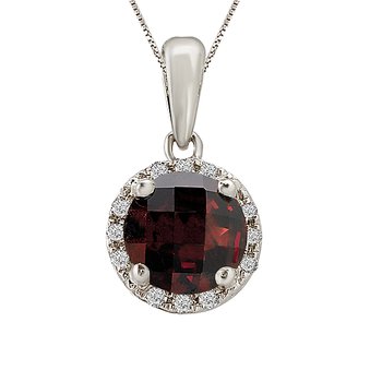 Garnet Diamond Halo Necklace