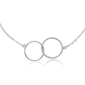 Sterling Silver Twist Double Ring Interlocking Necklace