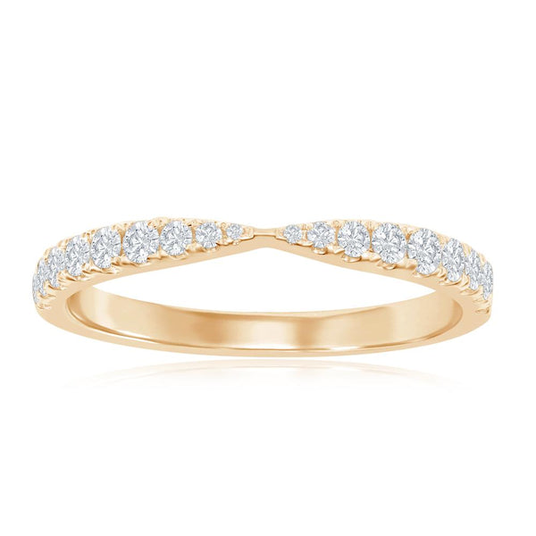 14KY Gold Pinched Diamond Wedding Band