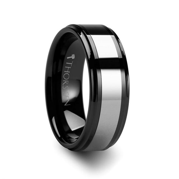 HELSINKI Black Ceramic Tungsten Inlay Ring
